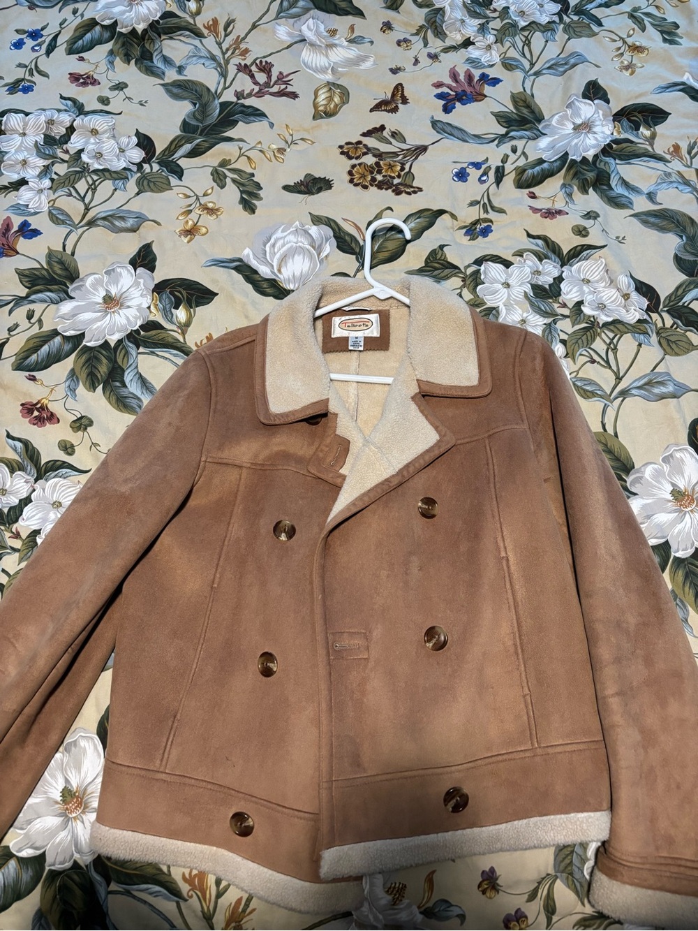 Talbots Women's Tan Shearling-Lined Suede Jacket